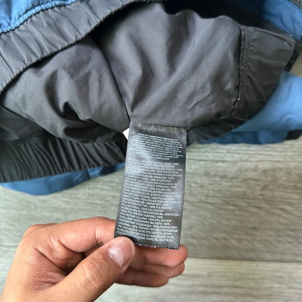 The North Face Men's Hooded Jacket M Blue Black Colorblock Insulated